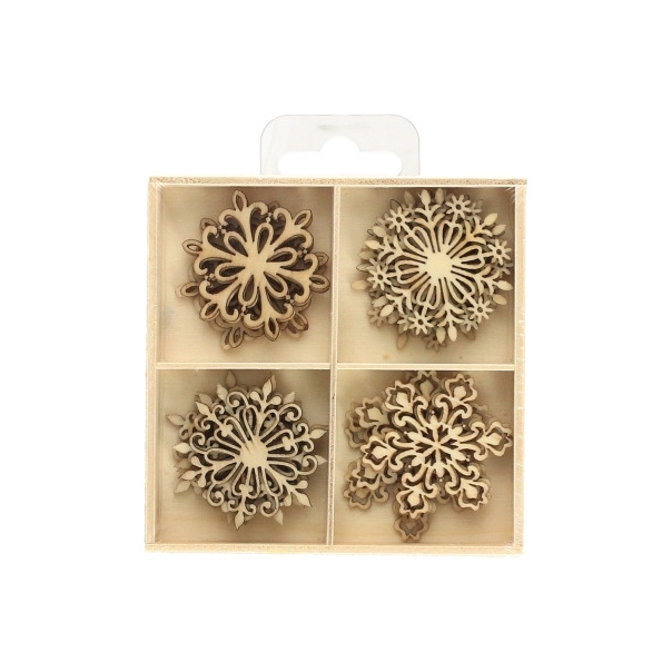 Ozdoby drewniene ŚNIEŻYNKA (20szt.) 253018 Galeria Papieru