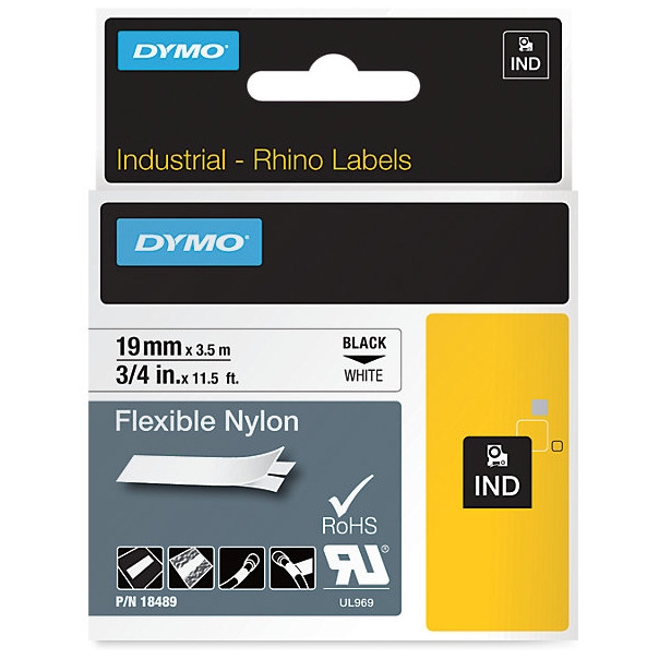 Taśma nylonowa elastyczna 19mm biała 18759/18489 DYMO do opisywania kabli S0718120