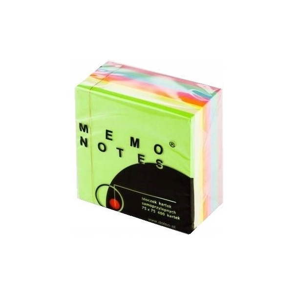 Bloczek samoprzylepny 75x75mm 400kartek pastel mix 4 kolory MEMO