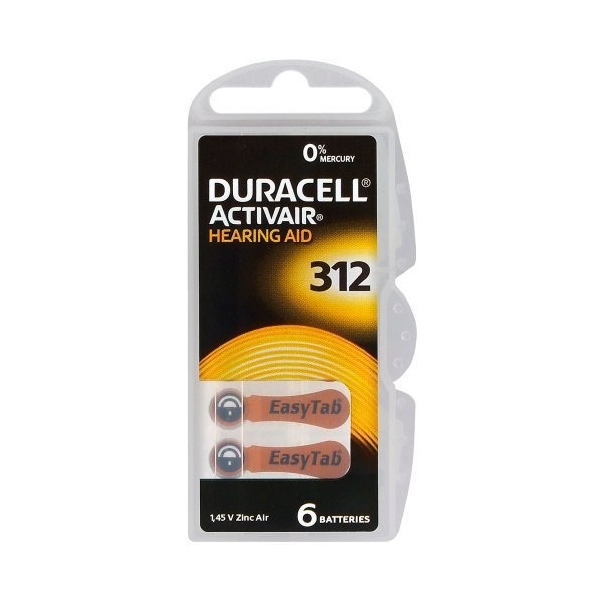 Bateria DURACELL Activair 312/PR41 do aparatów słuchowych blister (6szt)