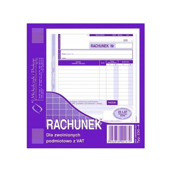 230-4 Rachunek MICHALCZYK&PROKOP 2/3 A5 80 kartek
