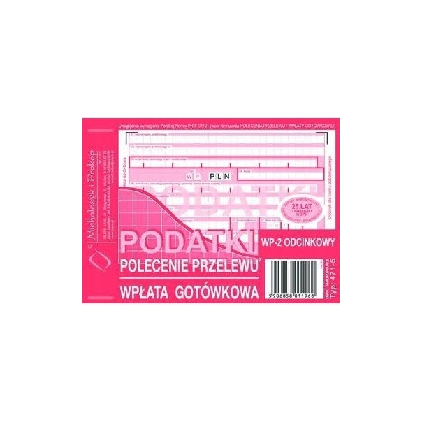 471-5 Podatki Polecenie Przelewu A6 80 kartek Michalczyk i Prokop