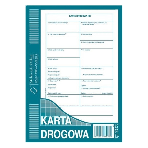 815-3 Nowa KD Karta Drogowa A5 MICHALCZYK I PROKOP