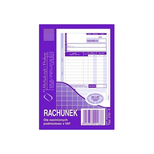 232-5 Rachunek A6 (pion) ory.+kop. 80k Michalczyk i Prokop