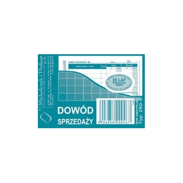 260-9 Dowód sprzedaży A7 80 kartek Michalczyk i Prokop