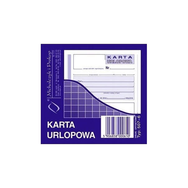 507-6 Karta urlopowa 2/3 A6 40 kartek Michalczyk i Prokop