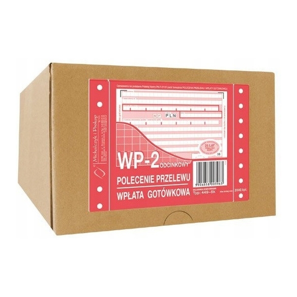 449-5 Polecenie przelewu A6 wpłata gotówkowa 2 odcinkowe 2000sztuk Michalczy i Prokop