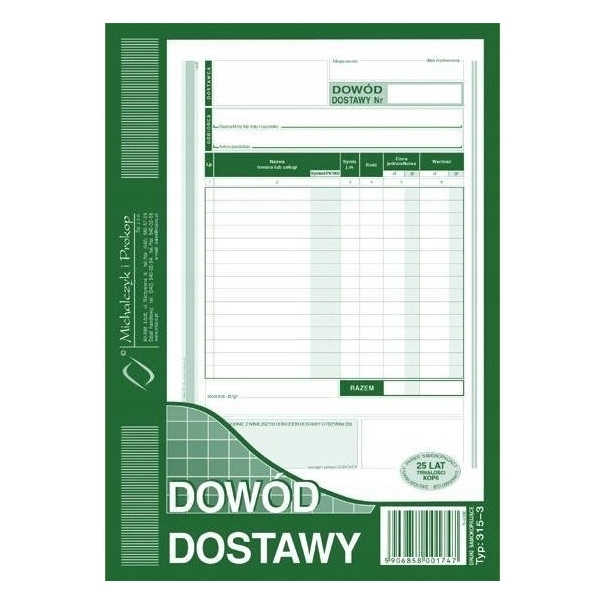 315-3 Dowód dostawy A5 80 kartek Michalczyk i Prokop