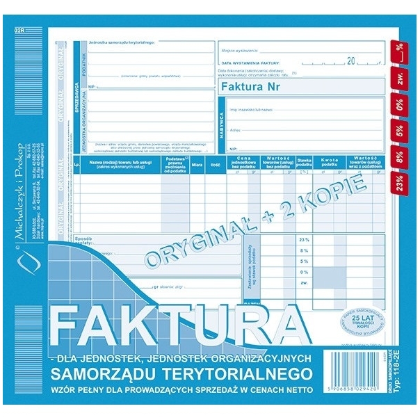 118-2E Faktura dla jednostek jednostek samorządu 2/3A4 MICHALCZYK