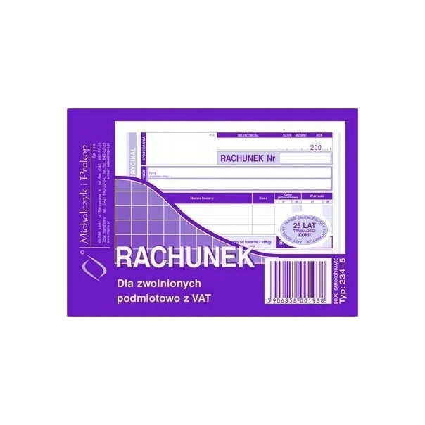 234-5 Rachunek A6 (poziom) ory.+kop. 80k Michalczyk i Prokop