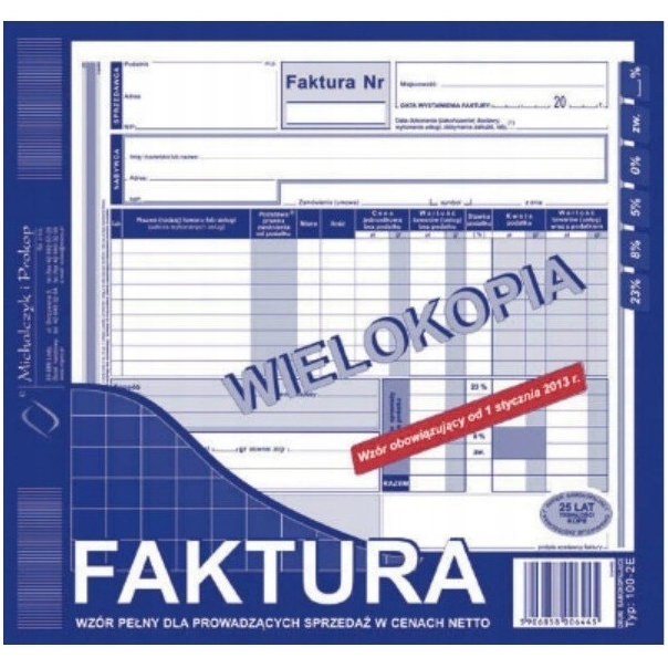 100-2E Faktura VAT 2/3 A4 80kartek wielokopia Michalczyk i Prokop