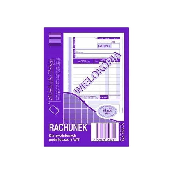 222-5 Rachunek A6 (pion) wielokopia 80k Michalczyk i Prokop