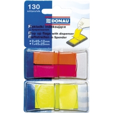 Zakładki indeksujące DONAU, PP, 12x45mm/25x45mm, 2x40/1x50 kart., mix kolorów