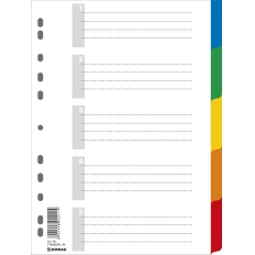 Przekładki DONAU, PP, A4, 225x297mm, 5+1 kart, mix kolorów