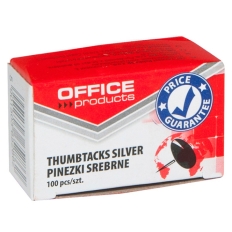 Pinezki klasyczne OFFICE PRODUCTS, 100szt., srebrne