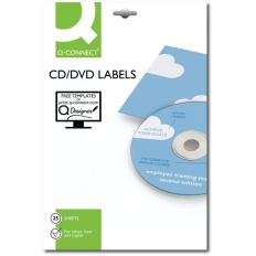 Etykiety na płyty CD/DVD Q-CONNECT, średnica 117mm, okrągłe, białe