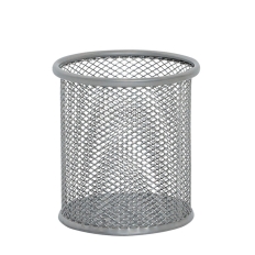 Pojemnik na długopisy Q-CONNECT Office Set, metalowy, srebrny