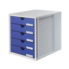 Zestaw 5 szufladek HAN System-Box, polistyren, A4, szaro-niebieski