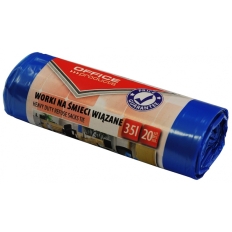 Worki na śmieci wiązane OFFICE PRODUCTS, premium (LDHD), 35L, 20szt., niebieskie
