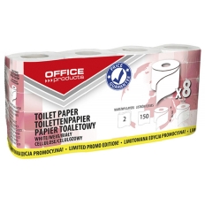 Papier toaletowy celulozowy OFFICE PRODUCTS, 2-warstwowy, 150 listków, 15m, 8szt., biały