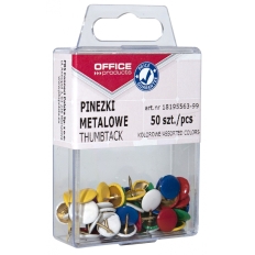 Pinezki kolorowe OFFICE PRODUCTS, w pudełku, 50szt., mix kolorów