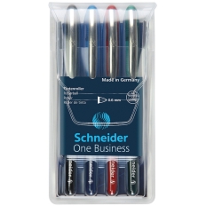 Zestaw piór kulkowych SCHNEIDER One Business, 0,6 mm, 4szt., miks kolorów