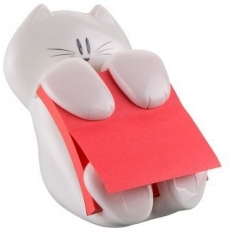 Podajnik do karteczek samoprzylepnych POST-IT® Kotek (CAT-330), biały, w zestawie 1 bloczek Super Sticky Z-Notes