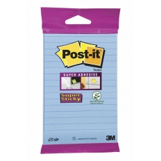Karteczki samoprzylepne POST-IT Super sticky, XXL, w linię, 102x152mm, 45 kart., zawieszka, niebieskie