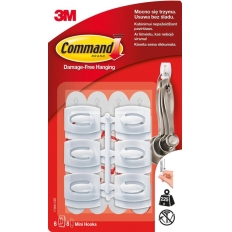 Haki wielokrotnego użytku COMMAND™ (17006 CLR), małe, 6szt., białe