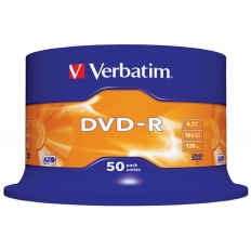 Płyta DVD-R VERBATIM AZO, 4,7GB, prędkość 16x, cake, 50szt., srebrny mat