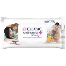 Chusteczki odświeżające CLEANIC Antybacterial Family, 60szt., białe