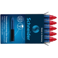 Kartridże SCHNEIDER One Change, do piór kulkowych, 0,6mm, 5szt., czerwone
