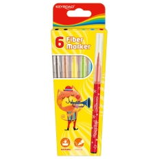 Flamastry KEYROAD Fiber Marker, 6szt., na zawieszce, mix kolorów