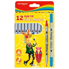 Flamastry KEYROAD Duo, 12szt., na zawieszce, mix kolorów
