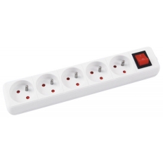 Przedłużacz OFFICE PRODUCTS, 5 gniazd, 3m, z uziemieniem i wyłącznikiem, biały