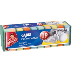 Gąbki do zmywania STELLA, 10 szt., pianka mix kolorów, czarna fibra
