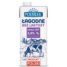 Mleko UHT POLMLEK 2%, bez laktozy, 1l