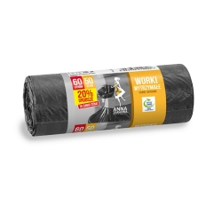 Worki na śmieci ANNA ZARADNA, wytrzymałe, 20% grubsze, 60 l, 50 szt., czarne