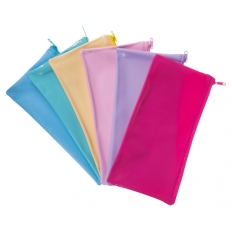 Piórnik saszetka GIMBOO, płaska, PVC, 22x11 cm, 280 MIC, mix kolorów pastel
