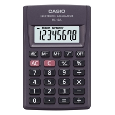 Kalkulator kieszonkowy CASIO HL-4A-B, 8-cyfrowy, 56x87mm, czarny