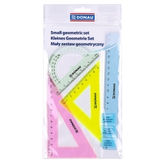Zestaw geometryczny DONAU, mały, z linijką 20cm, zawieszka, mix kolorów