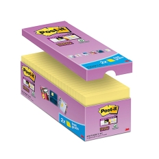 Karteczki samoprzylepne Post-it® Super Sticky (654-P16SSCY-EU), 76x76mm, 14x90 kart.+2x90 kart. gratis, żółte