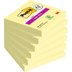 Karteczki samoprzylepne POST-IT® Super Sticky (654-P6SSCY-EU), 76x76mm, 90 kart./bloczek, 4 + 2 bloczki GRATIS, kanarkowo żółte