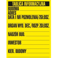 Znak TDC, Budowlana tablica informacyjna
