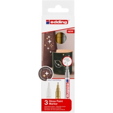 Marker olejowy błyszczący e-751 EDDING, 1-2mm, 3 szt., mix kolorów metalicznych
