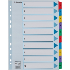 Przekładki kartonowe MYLAR A4 1-10 białe 100161 ESSELTE