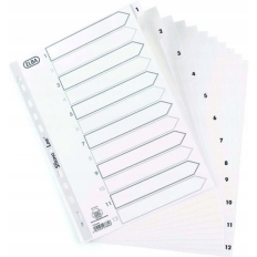Przekładki numeryczne A4 1-12 białe PP 100204771 OXFORD