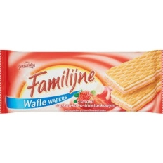 Wafle Familijne JUTRZENKA, 180 g, śmietankowo-truskawkowe