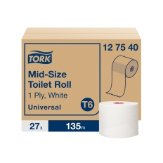 Papier toaletowy TORK T6 Universal compact (27 rolek) biały 1w 135m 127540 makulatura