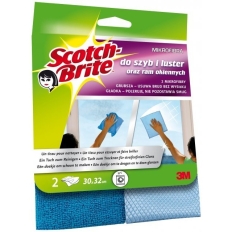 Ścierka z mikrofibry SCOTCH BRITE™ do szyb i luster, 2szt., ciemno/jasnoniebieskie